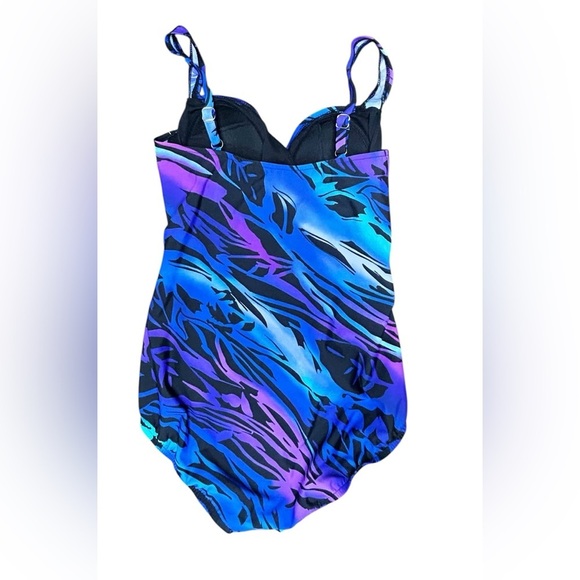 MIRACLESUIT Colorful Ruching Swim Suit Size 10 - Picture 4 of 9